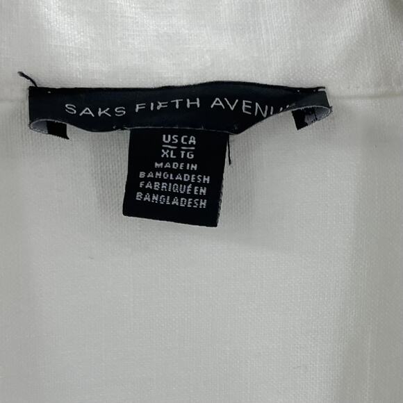 Saks Fifth Avenue Belted Linen Shirt Dress White XL - Picture 6 of 10